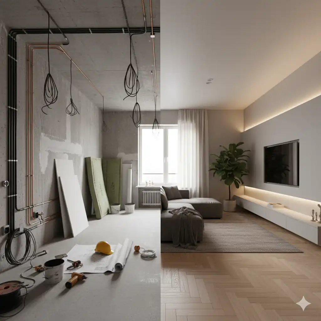 etapy remontu mieszkania deweloperskiego