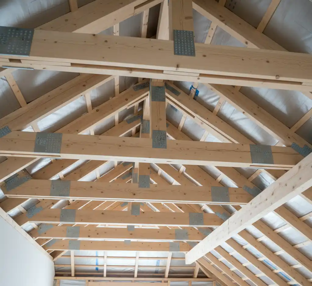 Konstrukcja-wiezby-dachowej-w-domu-jednorodzinnym Jakie wybrać materiały budowlane na dach domu?