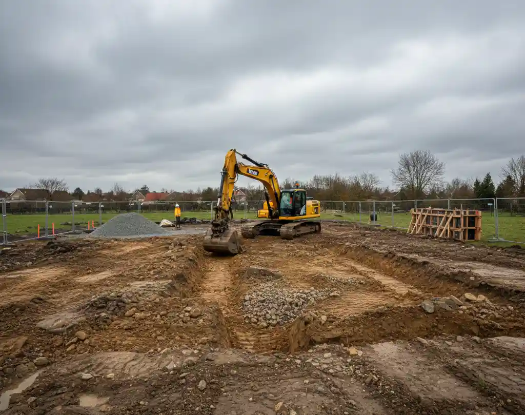 prace-ziemne-na-dzialce Etapy budowy domu – jak wygląda cały proces od startu do zamieszkania?