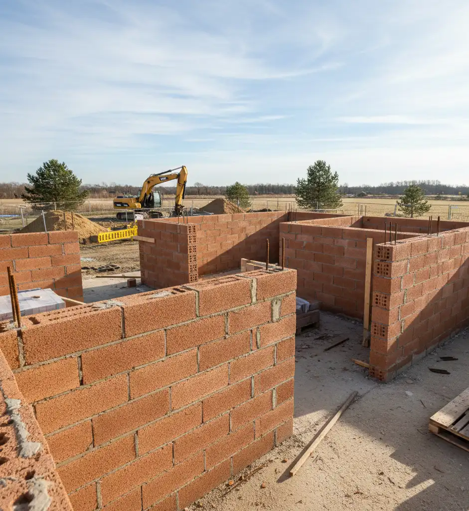 Ściany nośne w trakcie budowy domu jednorodzinnego – konstrukcja nośna budynku