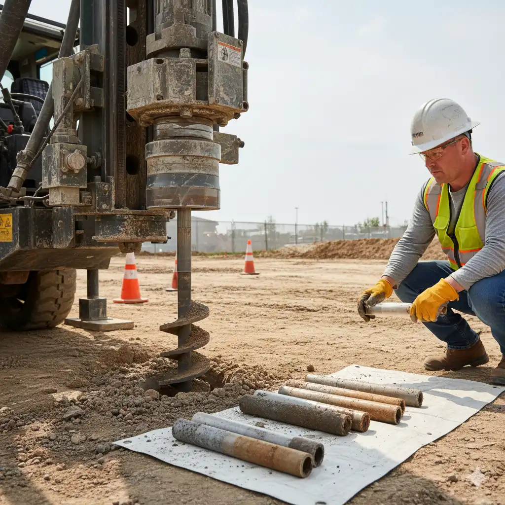 Badania-gruntu-–-odwiert-geologiczny-i-pobieranie-probek-ziemi Badania geotechniczne gruntu – kiedy wykonać, ile kosztują i dlaczego są tak ważne?