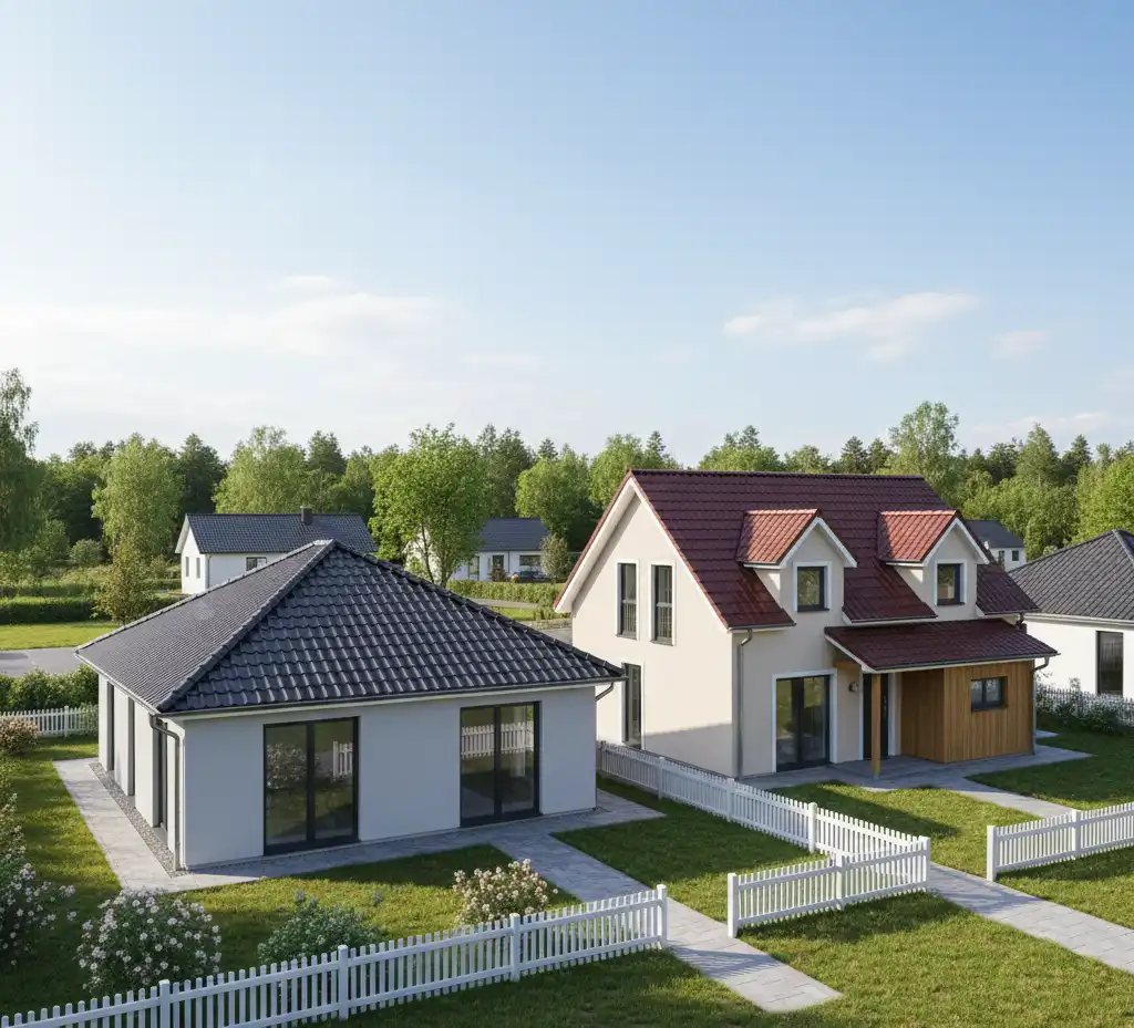 Dom-parterowy-i-dom-z-poddaszem-w-spokojnej-okolicy Jak wybrać projekt domu? Przewodnik, który pozwoli Ci podjąć świadomą decyzję