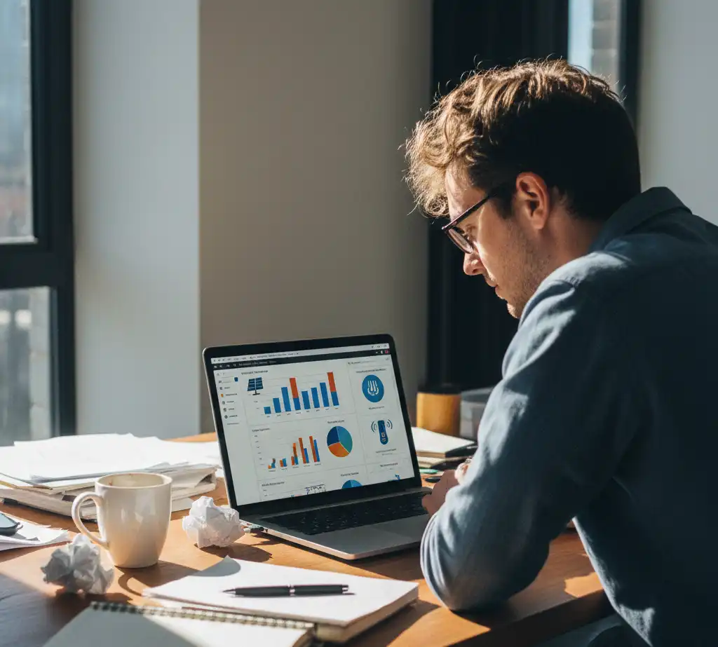 Laptop-z-wykresami Charakterystyka energetyczna do projektu budowlanego – co musisz wiedzieć przed złożeniem dokumentów