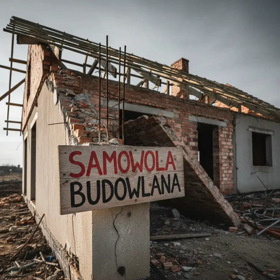 Nieprawidlowo-wykonany-budynek-z-tabliczka-samowola-budowlana Zmiany w projekcie budowlanym – co warto wiedzieć przed realizacją domu