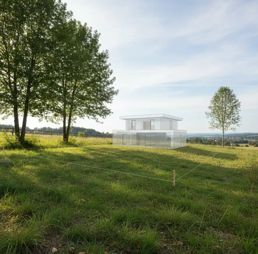 Widok-dzialki-budowlanej-z-oznaczeniem-miejsca-planowanego-domu Projekt domu gotowy czy indywidualny – które rozwiązanie naprawdę się opłaca?