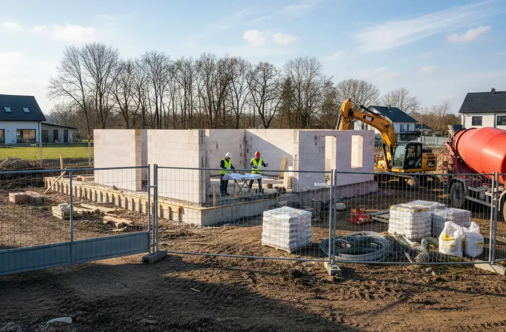 budowa domu krok po kroku – dom jednorodzinny w trakcie budowy