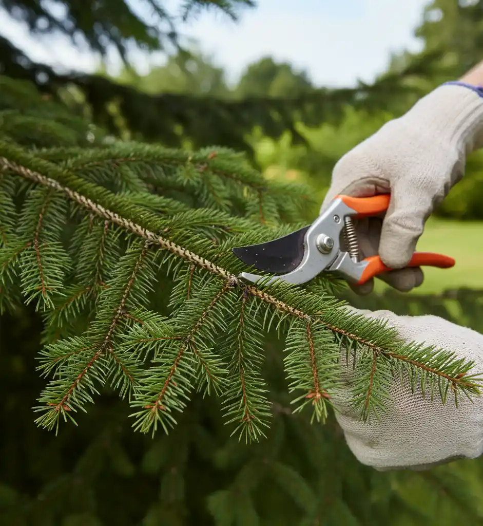 przycinanie-swierka Pielęgnacja świerka – jak dbać o świerk w ogrodzie przez cały rok?