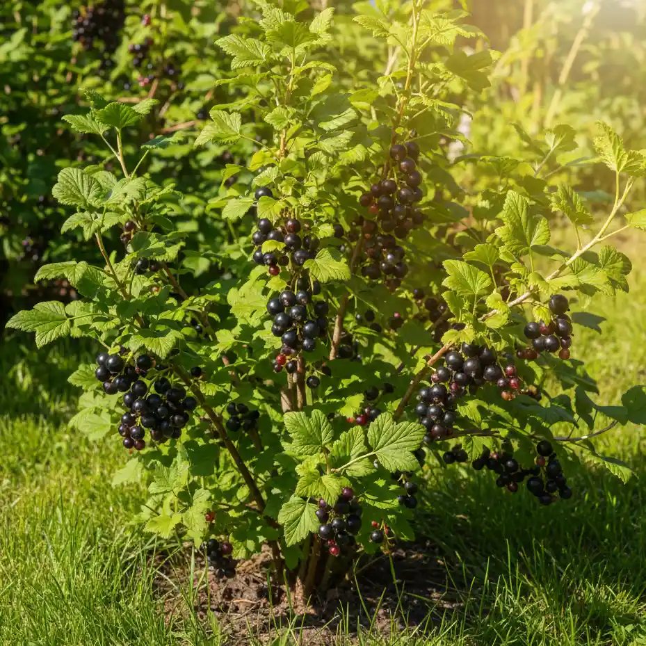 stanowisko-sloneczne-dla-czarnej-porzeczki-w-ogrodzie Pielęgnacja czarnej porzeczki – jak dbać o krzew, by obficie owocował?