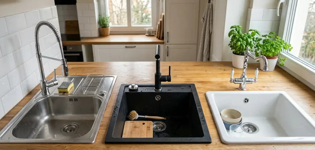 Rozne-typy-zlewow-kuchennych-obok-siebie-–-stalowy-granitowy-i-ceramiczny-1024x488 Koszt wymiany zlewu kuchennego - ile zapłacisz w 2026
