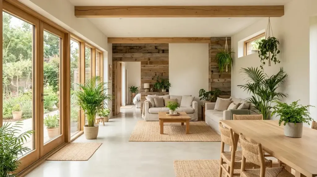 Komfortowe-wnetrze-domu-z-ekologicznych-materialow-drewno-rosliny-naturalne-swiatlo-1024x571 Ekologiczne materiały budowlane – jak budować nowocześnie, zdrowo i odpowiedzialnie