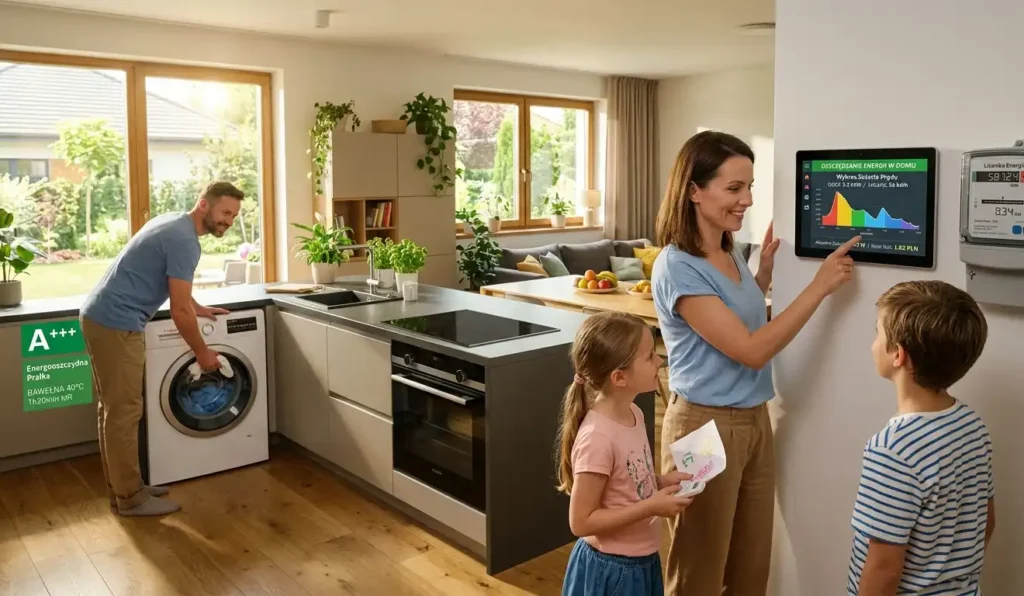 Rodzina-w-domu-korzystajaca-z-energooszczednych-urzadzen-i-kontrolujaca-zuzycie-pradu-1024x596 Jak zmniejszyć rachunki za prąd w domu – sprawdzone sposoby na niższe opłaty za energię