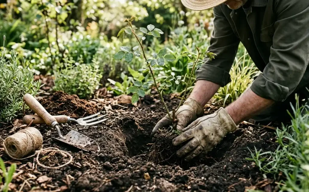 Sadzenie-dzikiej-rozy-w-ogrodzie-–-przygotowanie-dolka-i-umieszczanie-sadzonki-1024x636 Pielęgnacja dzikiej róży – sekrety bujnego wzrostu i obfitego owocowania