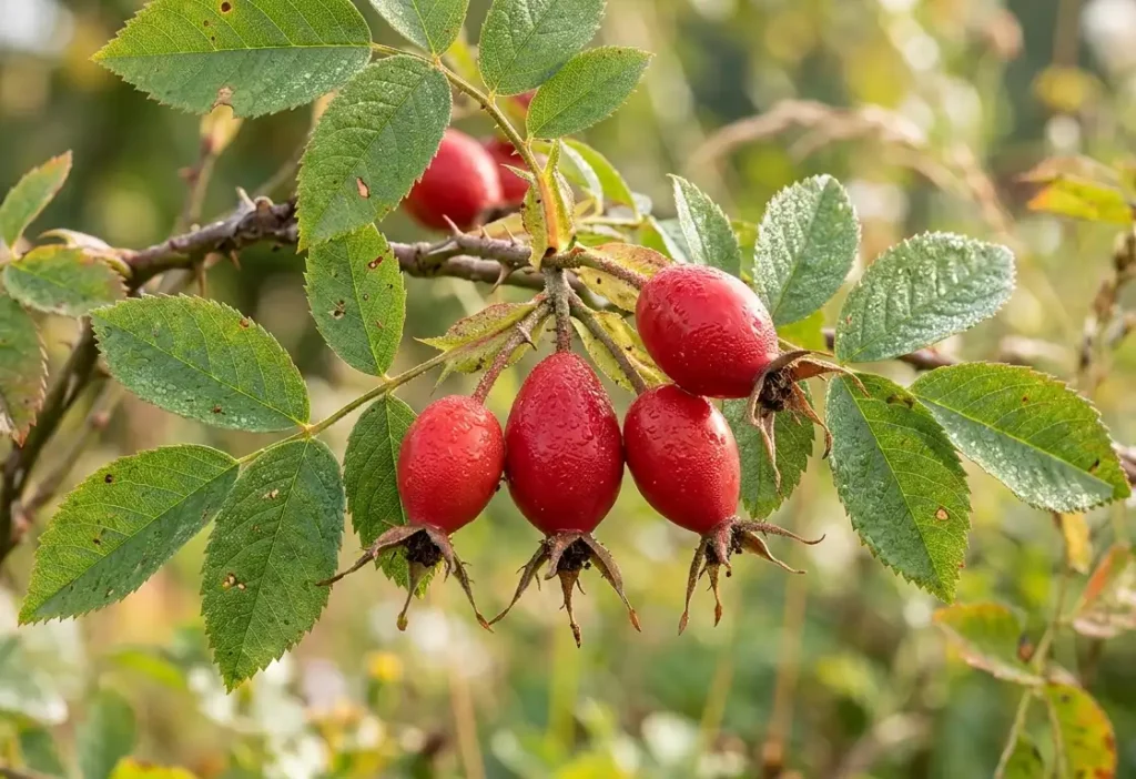 Zblizenie-owocow-dzikiej-rozy-na-galezi-w-naturalnym-srodowisku-1024x702 Pielęgnacja dzikiej róży – sekrety bujnego wzrostu i obfitego owocowania