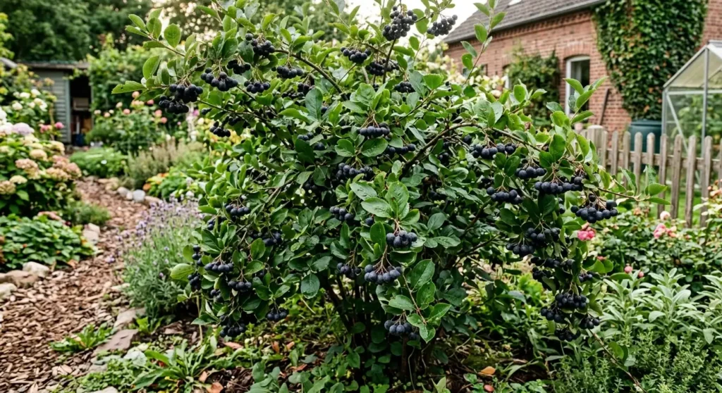 zdrowy-owocujacy-krzew-aronii-w-przydomowym-ogrodzie-1024x558 Pielęgnacja aronii – jak uprawiać, dbać i zwiększyć plony krok po kroku